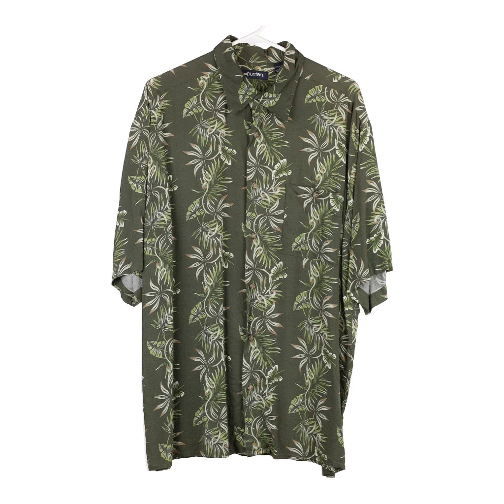 image of Puritan Hawaiian Shirt - Large Green Viscose