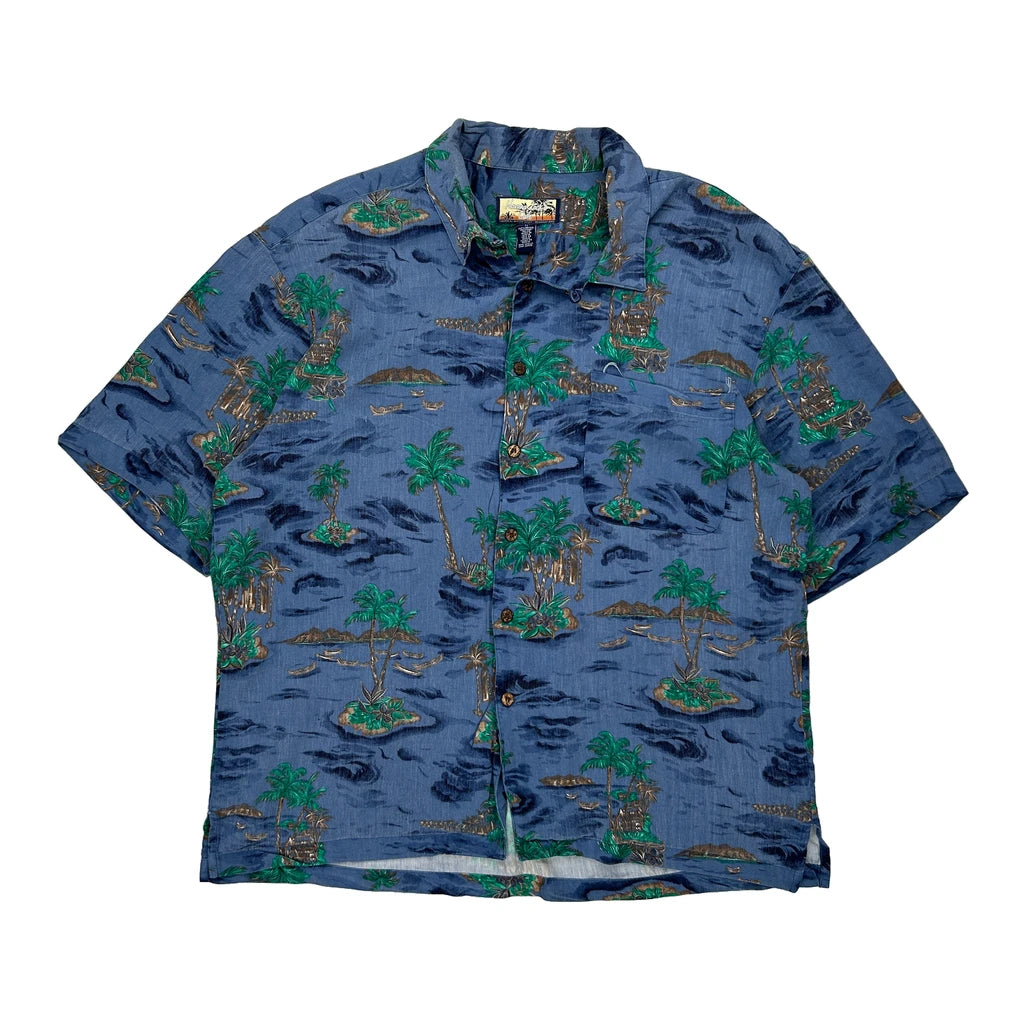 image of Havana Jack''S Cafe Hawaiian Shirt - Medium Blue Viscose