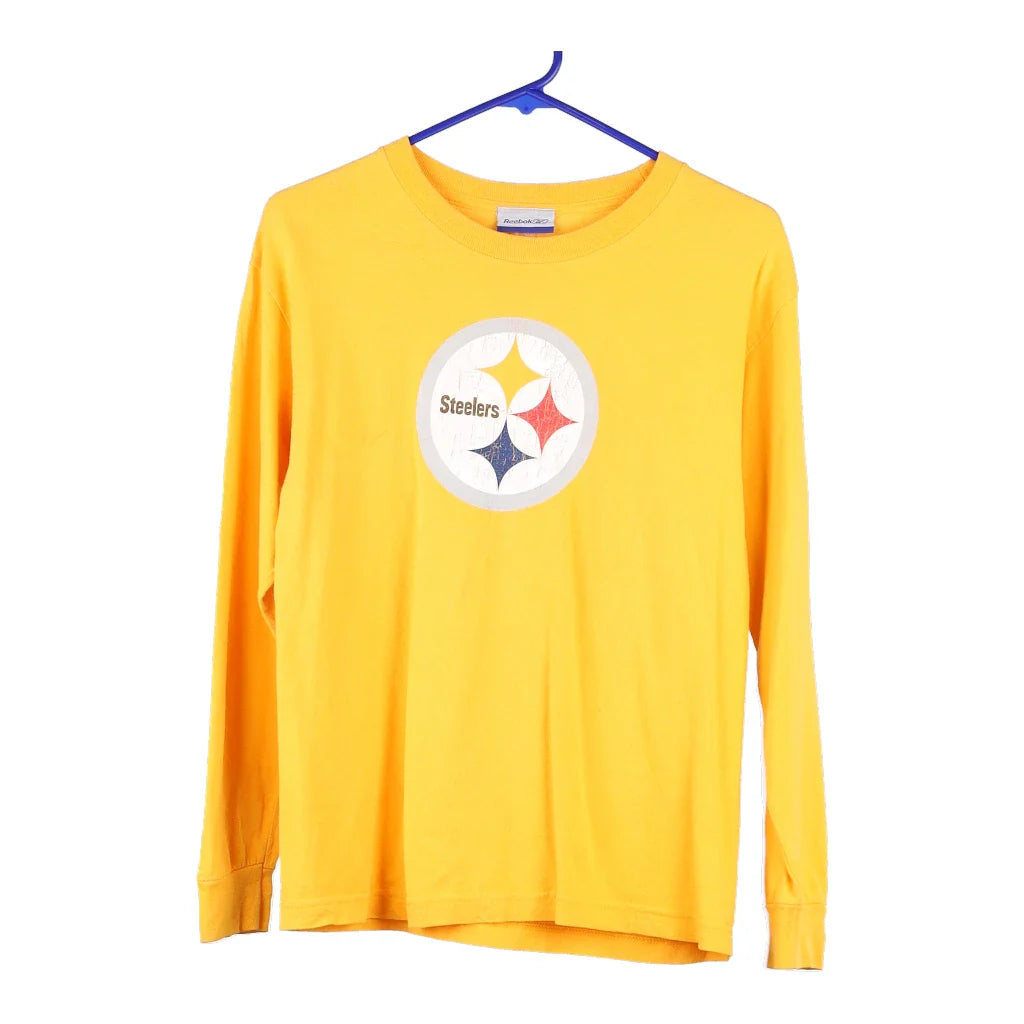 image of Age 14-16 Pittsburgh Steelers Reebok NFL Long Sleeve T-Shirt - Medium Yellow Cotton