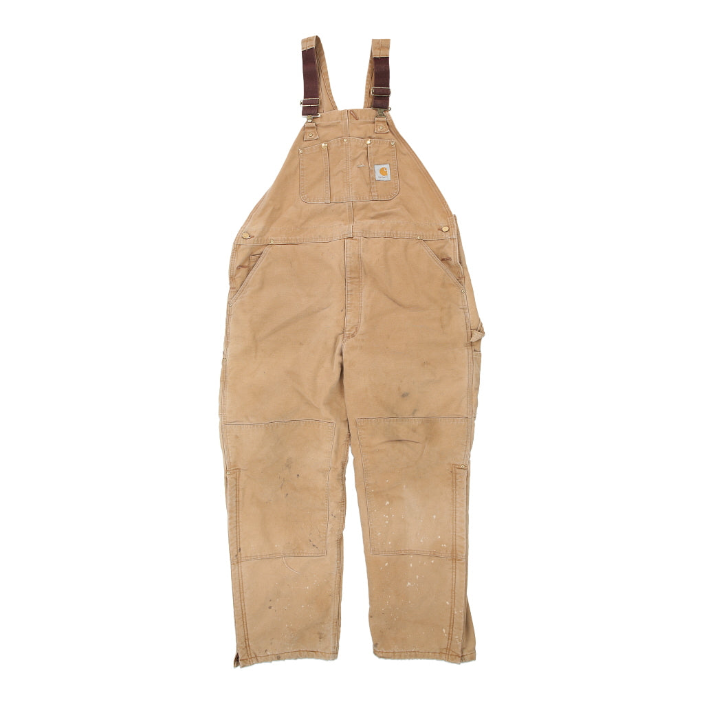 image of Heavily Worn Carhartt Double Knee Dungarees - 42W 29L Brown Cotton