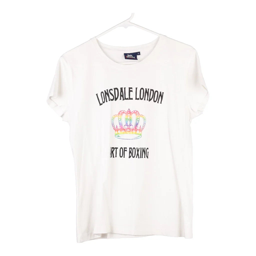 image of Lonsdale Graphic T-Shirt - Large White Cotton Blend
