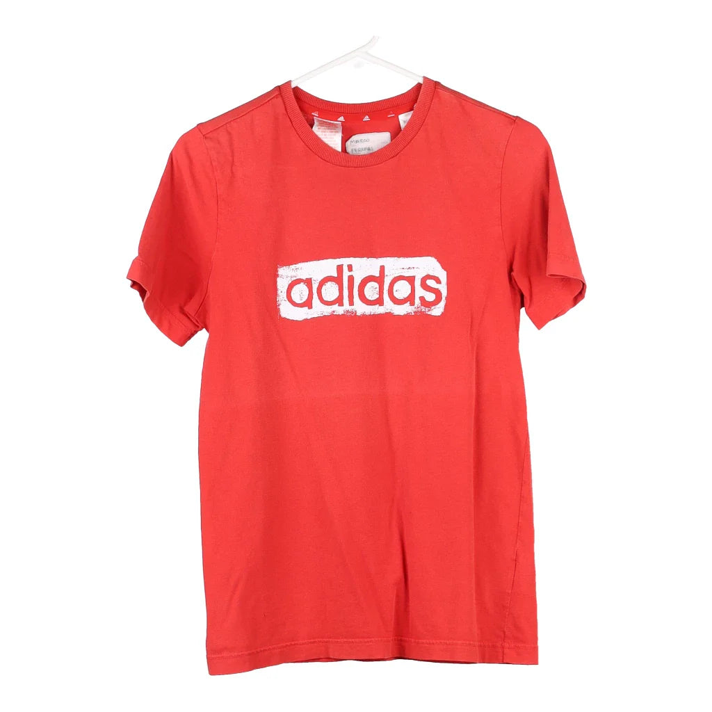 image of Age 13-14 Adidas Spellout T-Shirt - Large Red Cotton