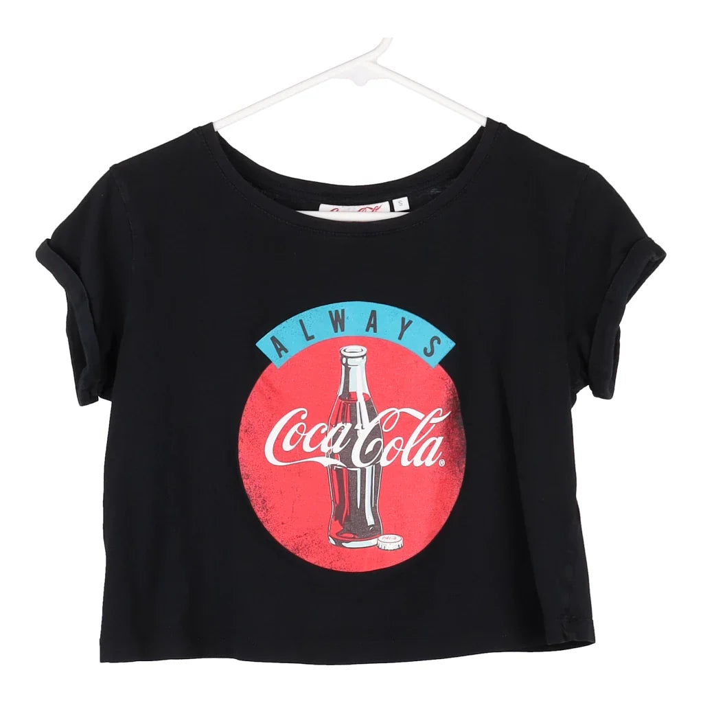 image of Coca-Cola Cropped T-Shirt - Small Black Cotton