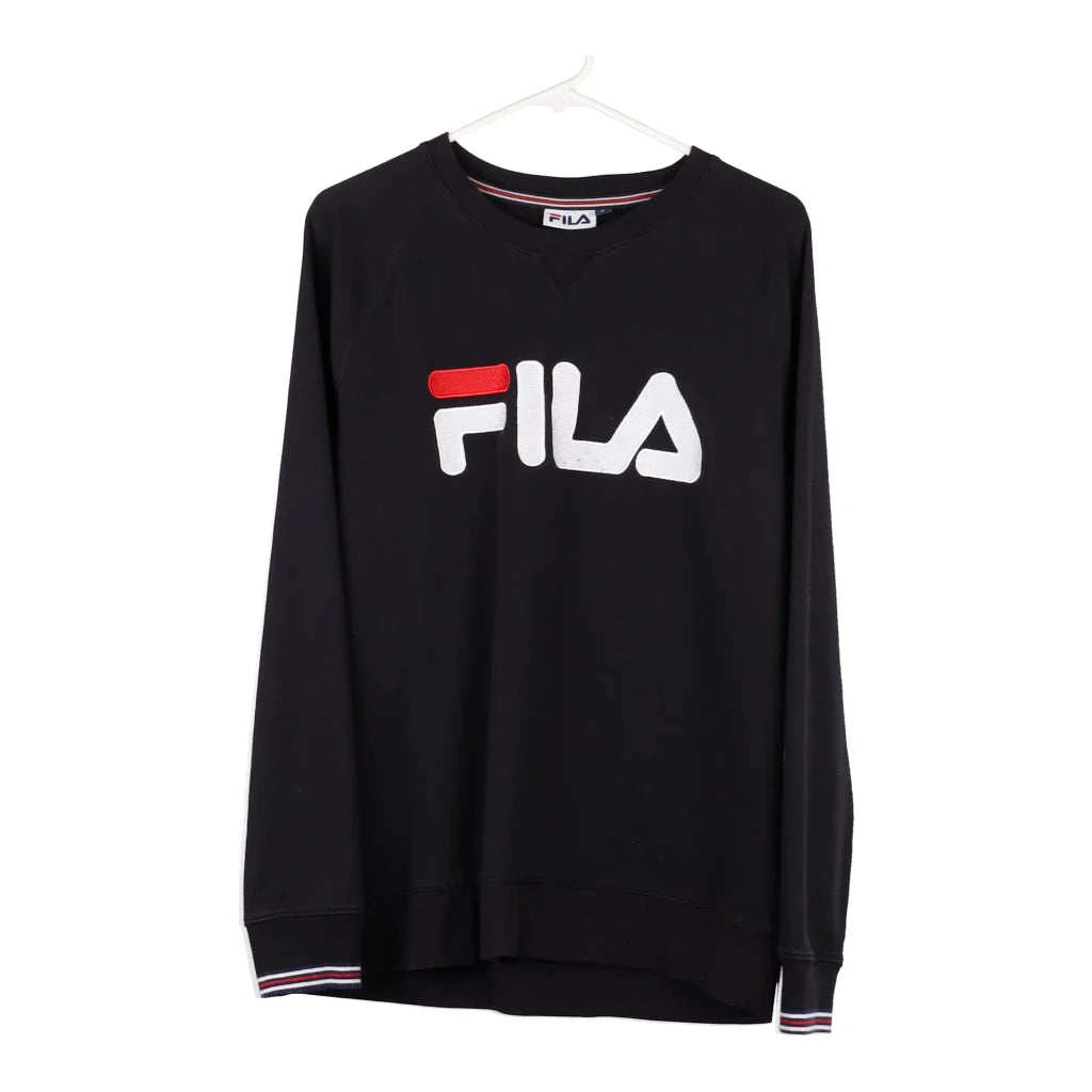 Image of Fila Spellout Sweatshirt - Large Black Cotton Blend