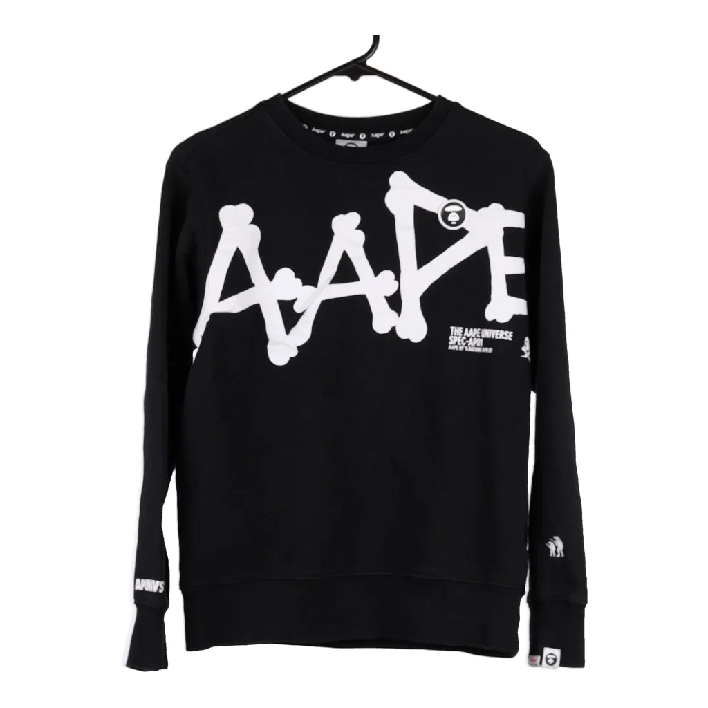 image of AAPE A Bathing Ape Spellout Sweatshirt - Medium Black Cotton Blend