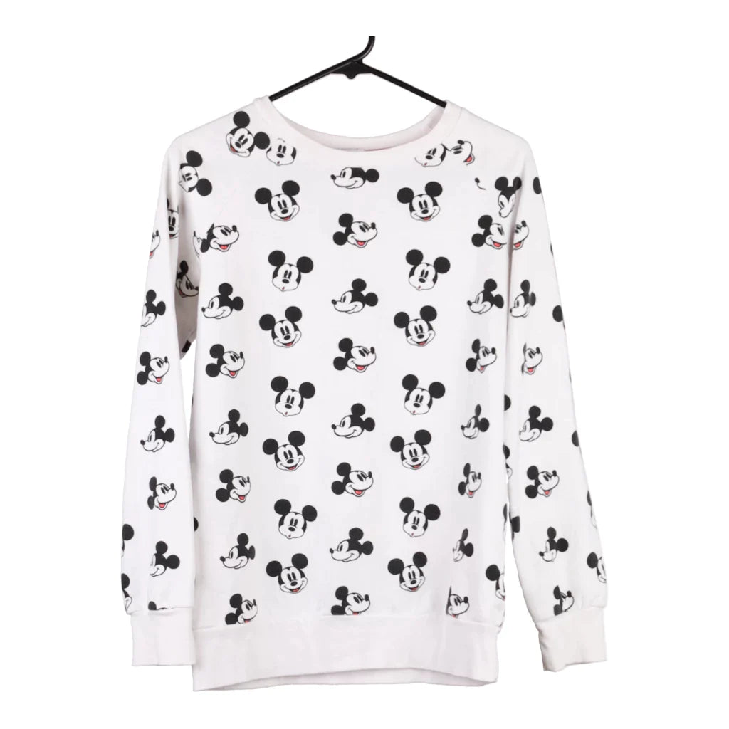 image of Mickey Mouse Disney Cartoon Sweatshirt - Small White Cotton Blend