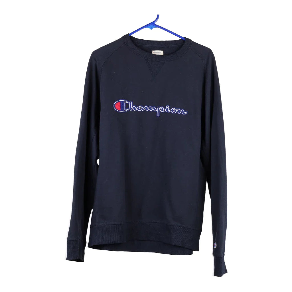 image of Champion Spellout Sweatshirt - XL Navy Cotton Blend