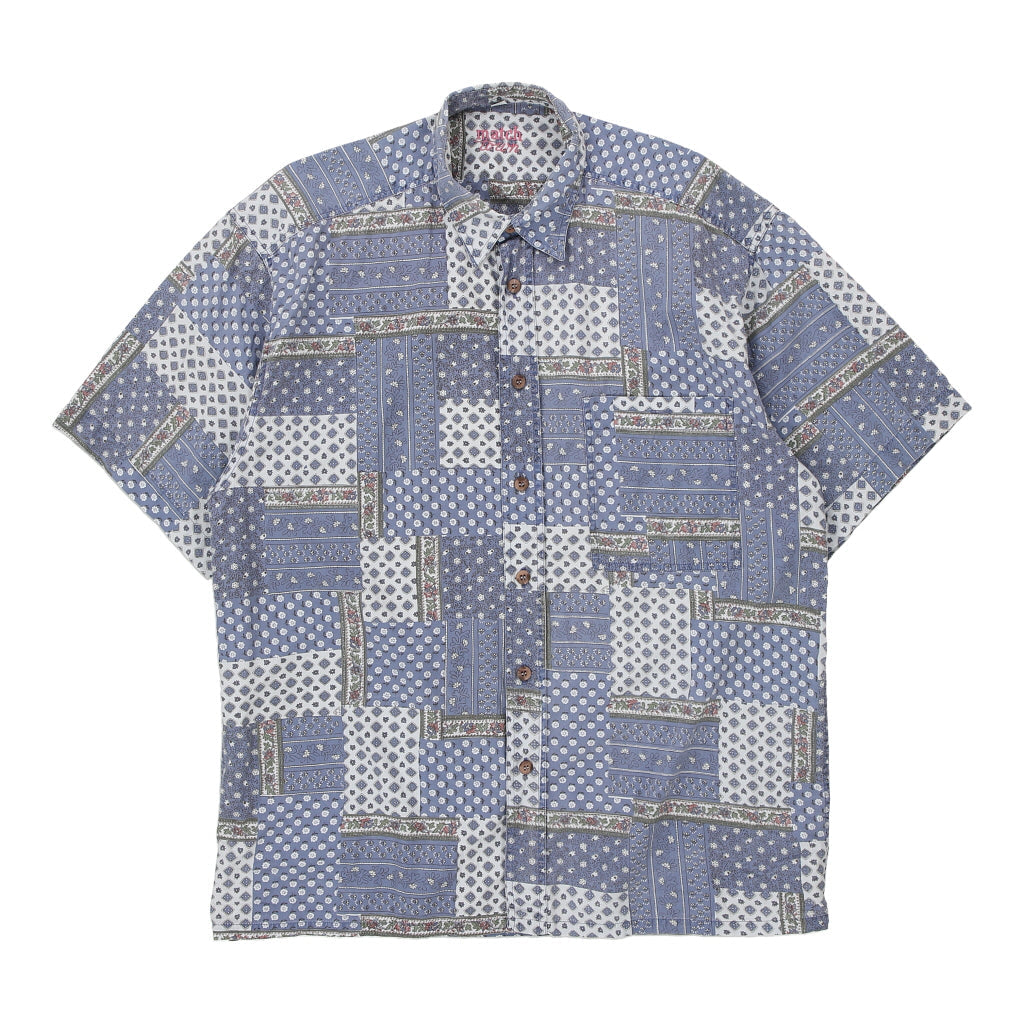 Image of Match Town Patterned Shirt - Large Blue Cotton