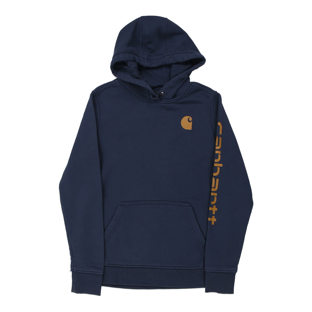 image of Carhartt Spellout Hoodie - Medium Navy Cotton Blend