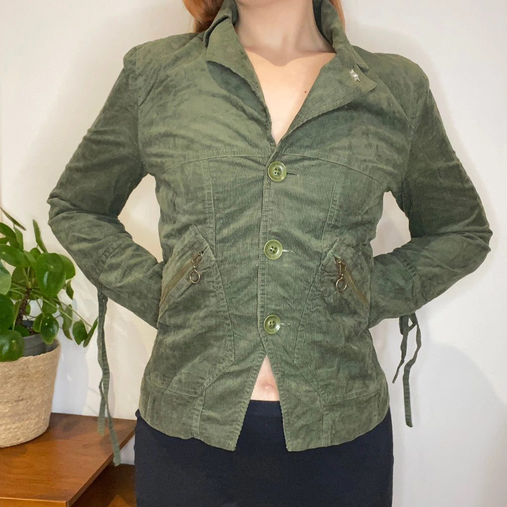 image of Aniye By Cord Jacket - Small Green Cotton