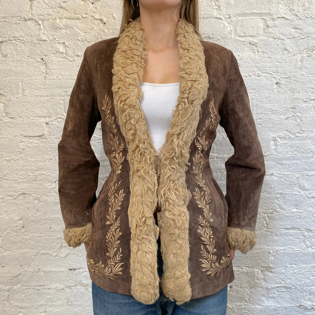 image of Collection Afghan Coat - Small Brown Suede