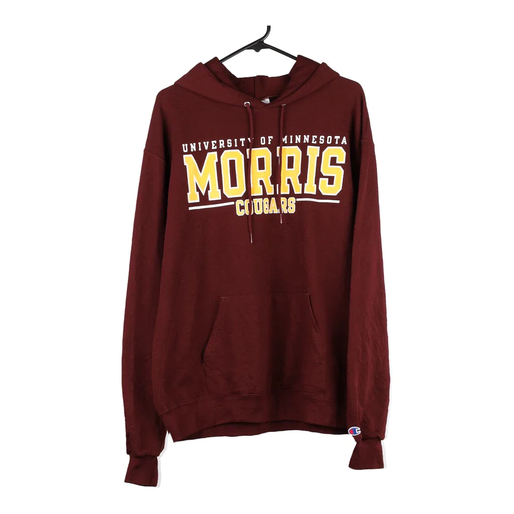 Image of Minnesota Morris Cougars Champion Hoodie - Large Burgundy Cotton Blend