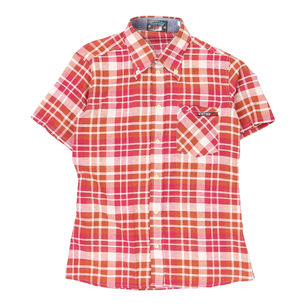 Image of Western Rags Checked Short Sleeve Shirt - Medium Red Cotton