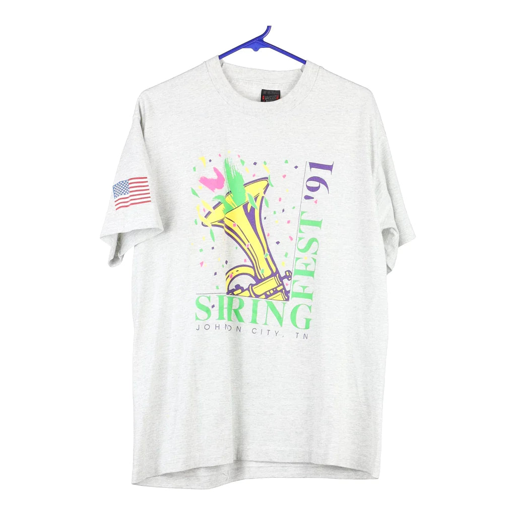 image of Spring Fest Screen Stars Graphic T-Shirt - XL Grey Cotton Blend