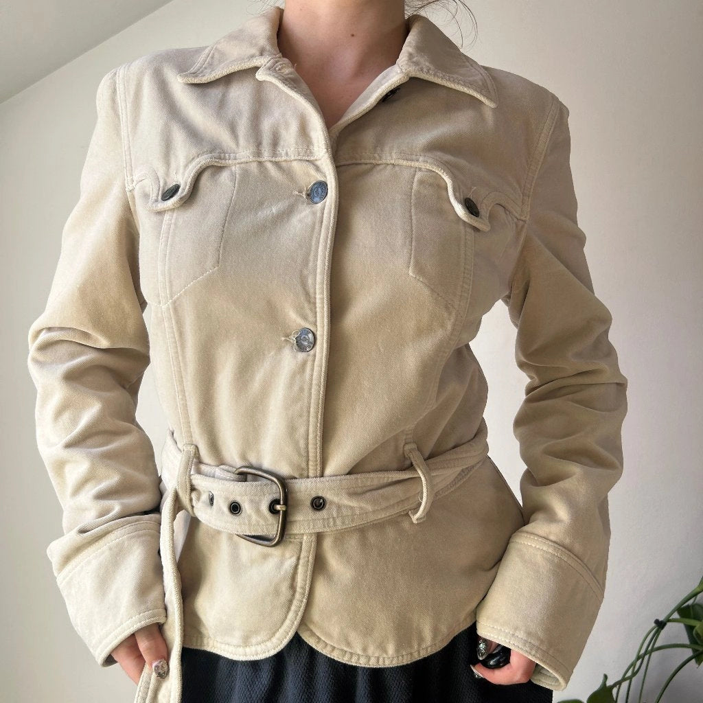 image of Armani Jeans Jacket - Small Beige Cotton Blend