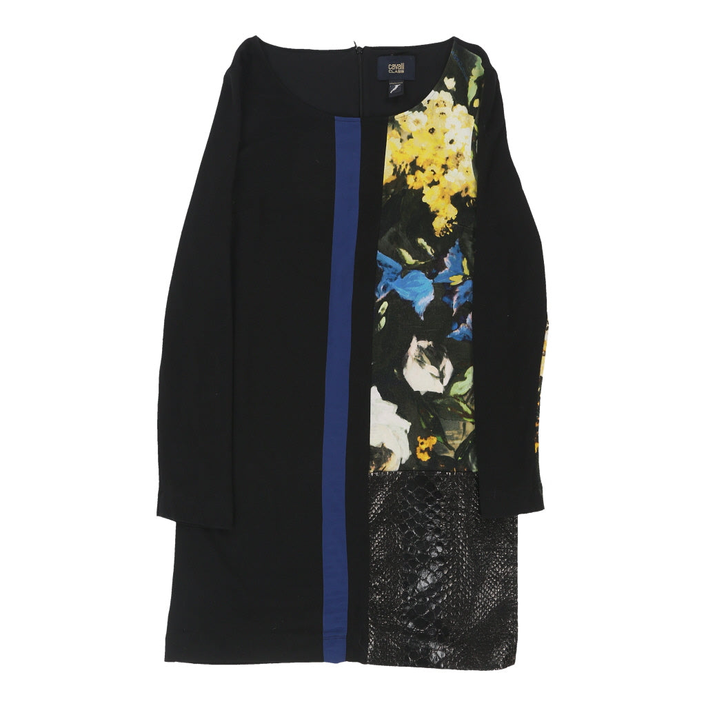 Image of Cavalli Class Floral Dress - Medium Black Cotton