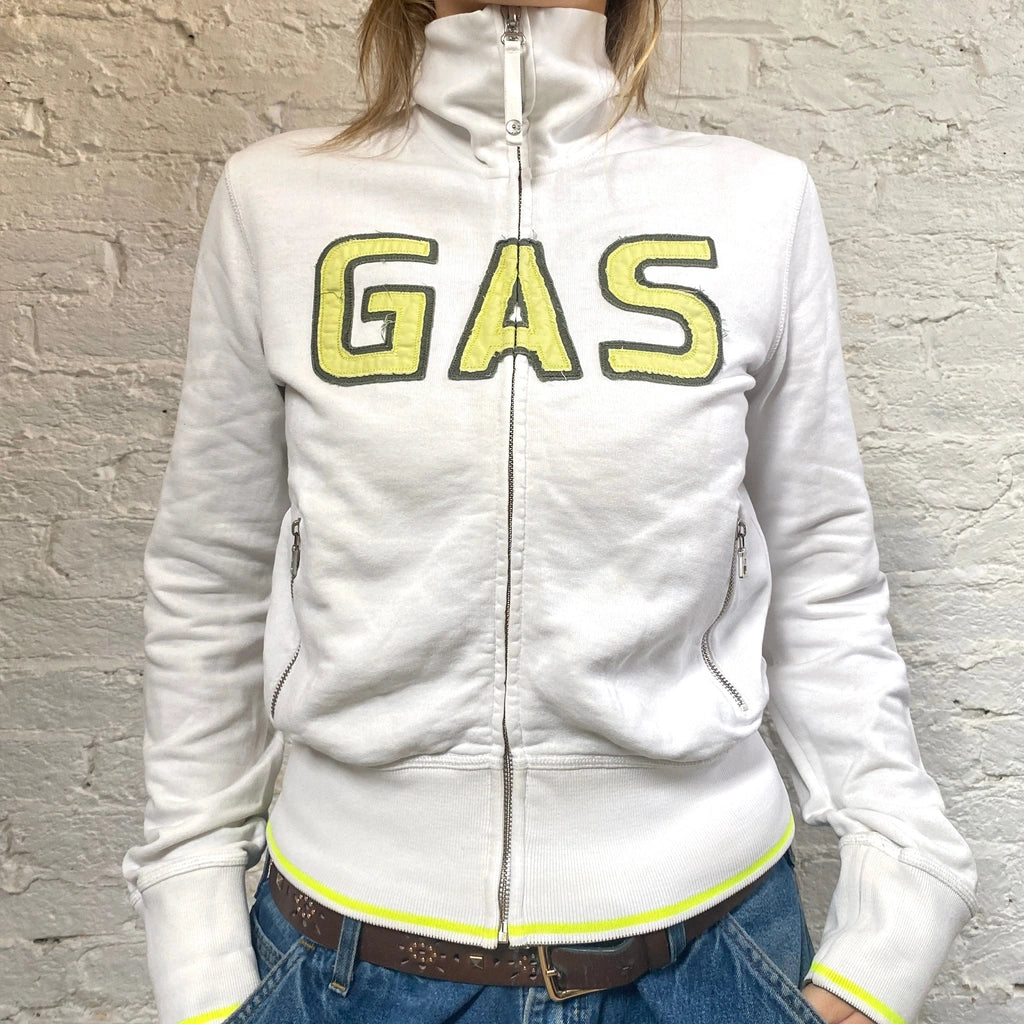 image of Gas Spellout Zip Up - Medium White Cotton