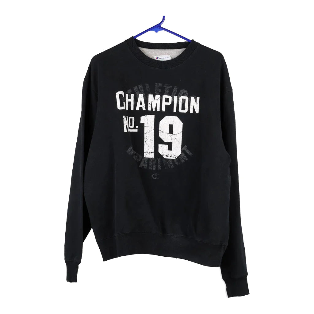 image of Champion Spellout Sweatshirt - Large Black Cotton Blend