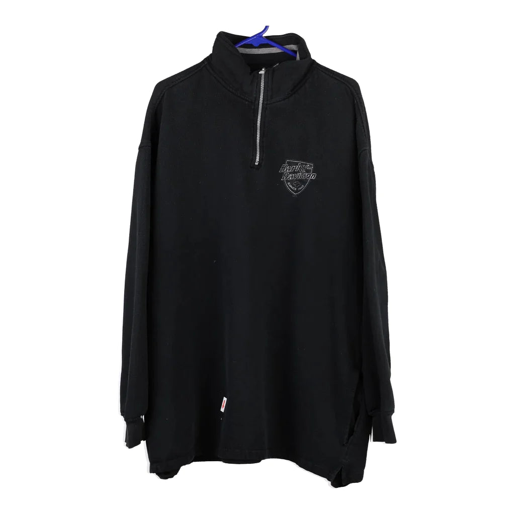 Image of Terre Haute, IN Harley Davidson 1/4 Zip - XL Black Cotton Blend