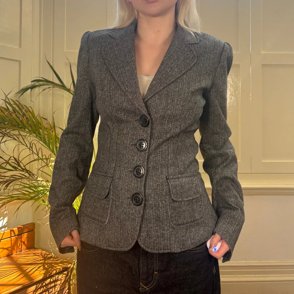 image of Dolce & Gabbana Blazer - Small Grey Wool Blend