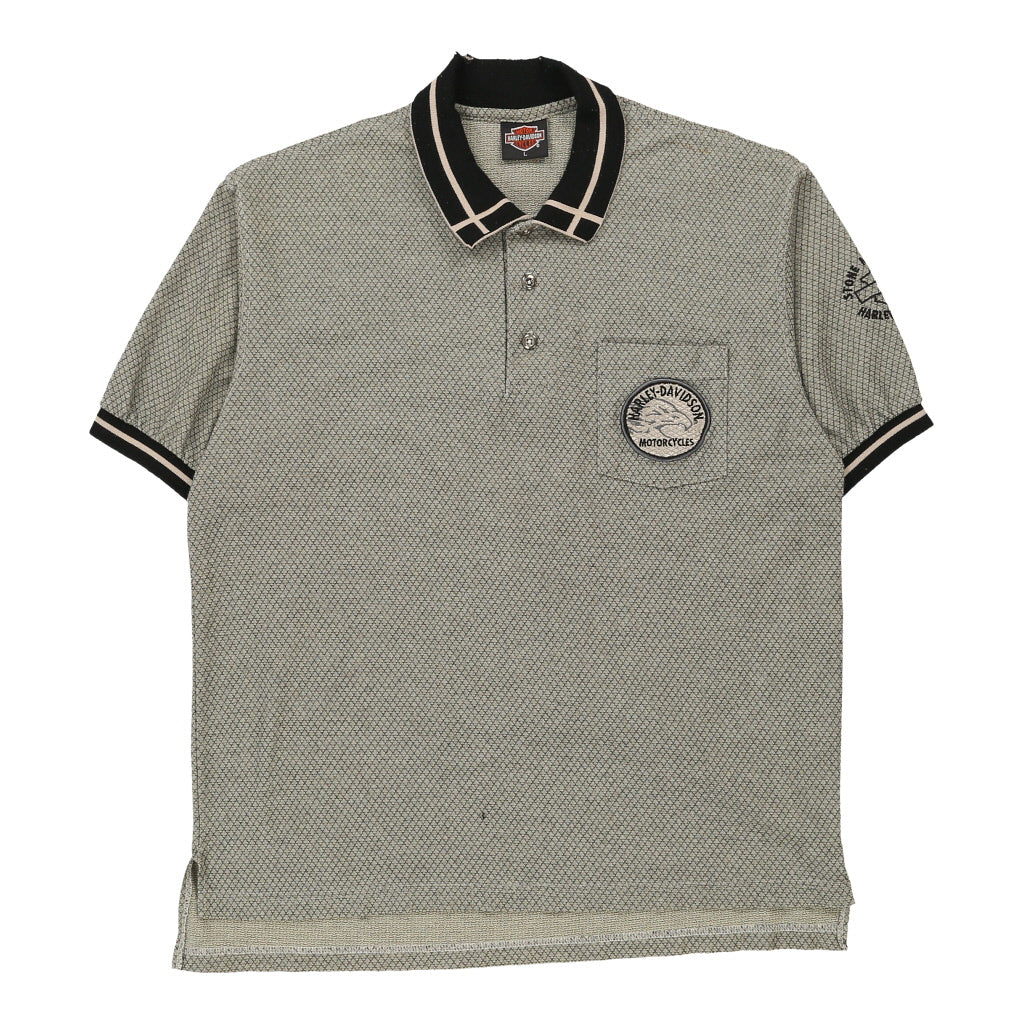 Image of Harley Davidson Polo Shirt - Large Grey Cotton