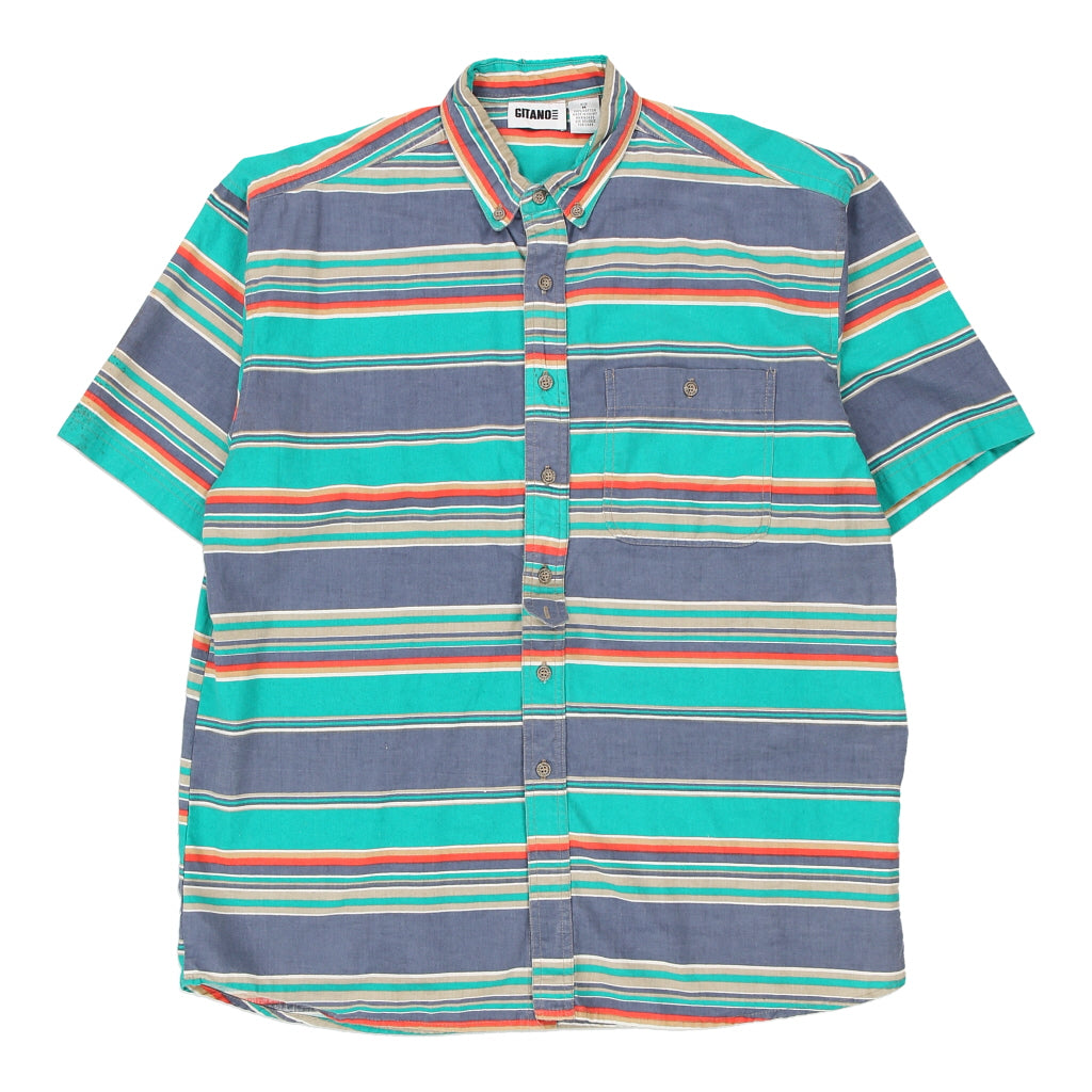 Image of Gitano Striped Short Sleeve Shirt - Medium Multicoloured Cotton