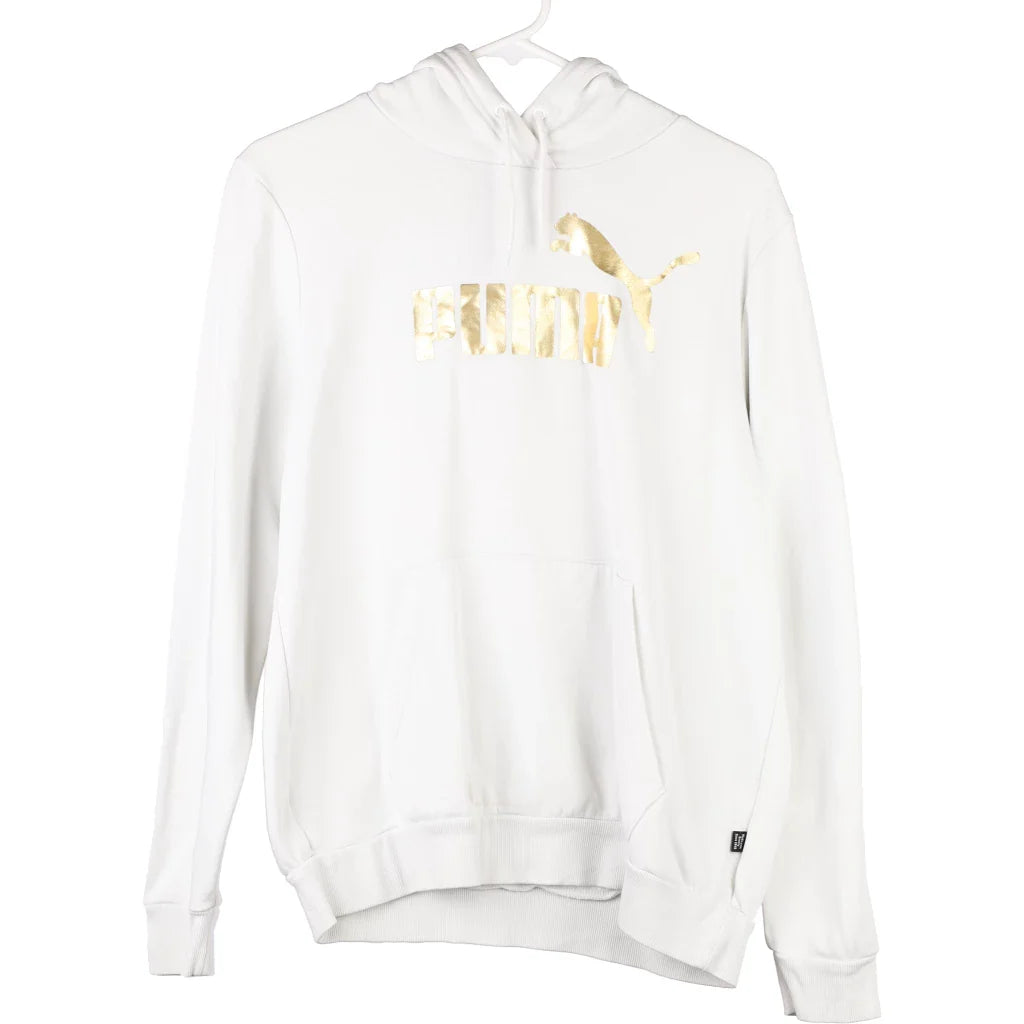image of Puma Spellout Hoodie - Large White Cotton Blend