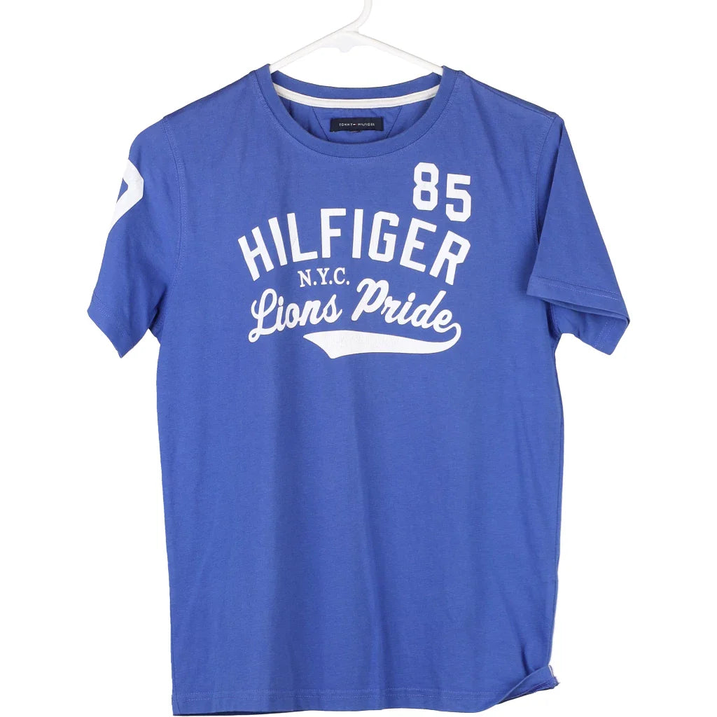 image of Tommy Hilfiger Spellout T-Shirt - Small Blue Cotton