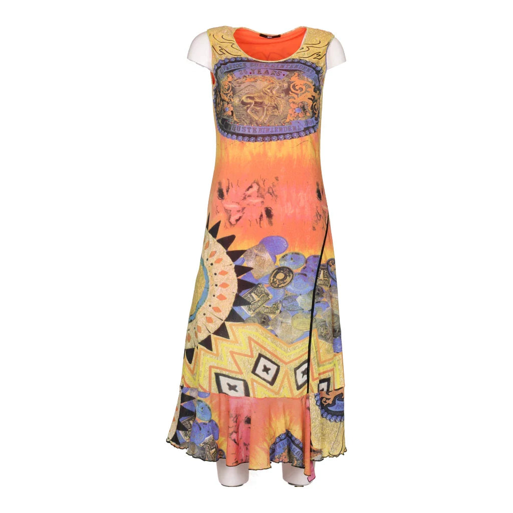 image of Kfg Graphic Maxi Dress - Large Multicoloured Cotton