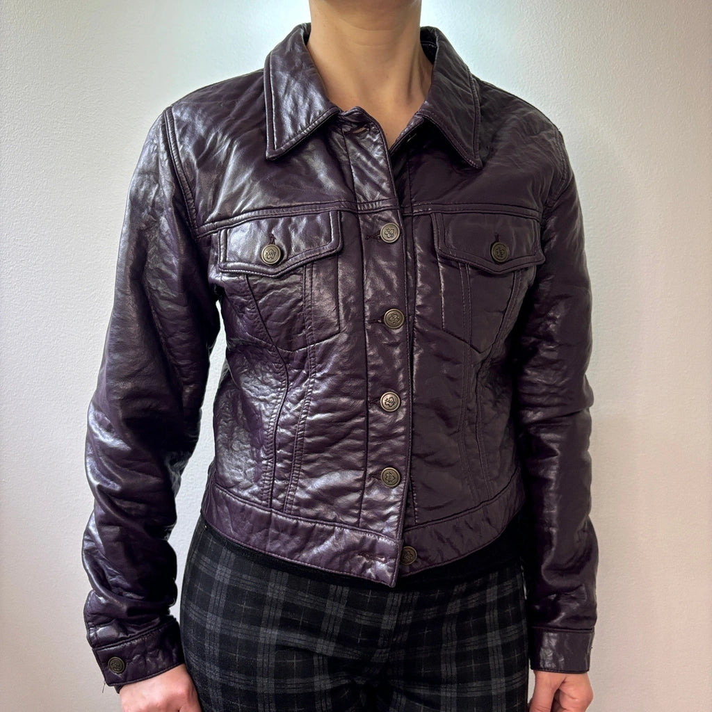 image of Onyx Leather Jacket - Small Purple Faux Leather