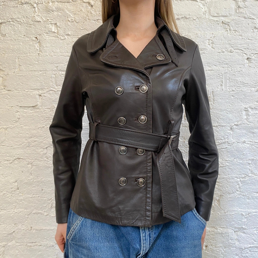 image of Le Group Leather Jacket - Small Brown Leather