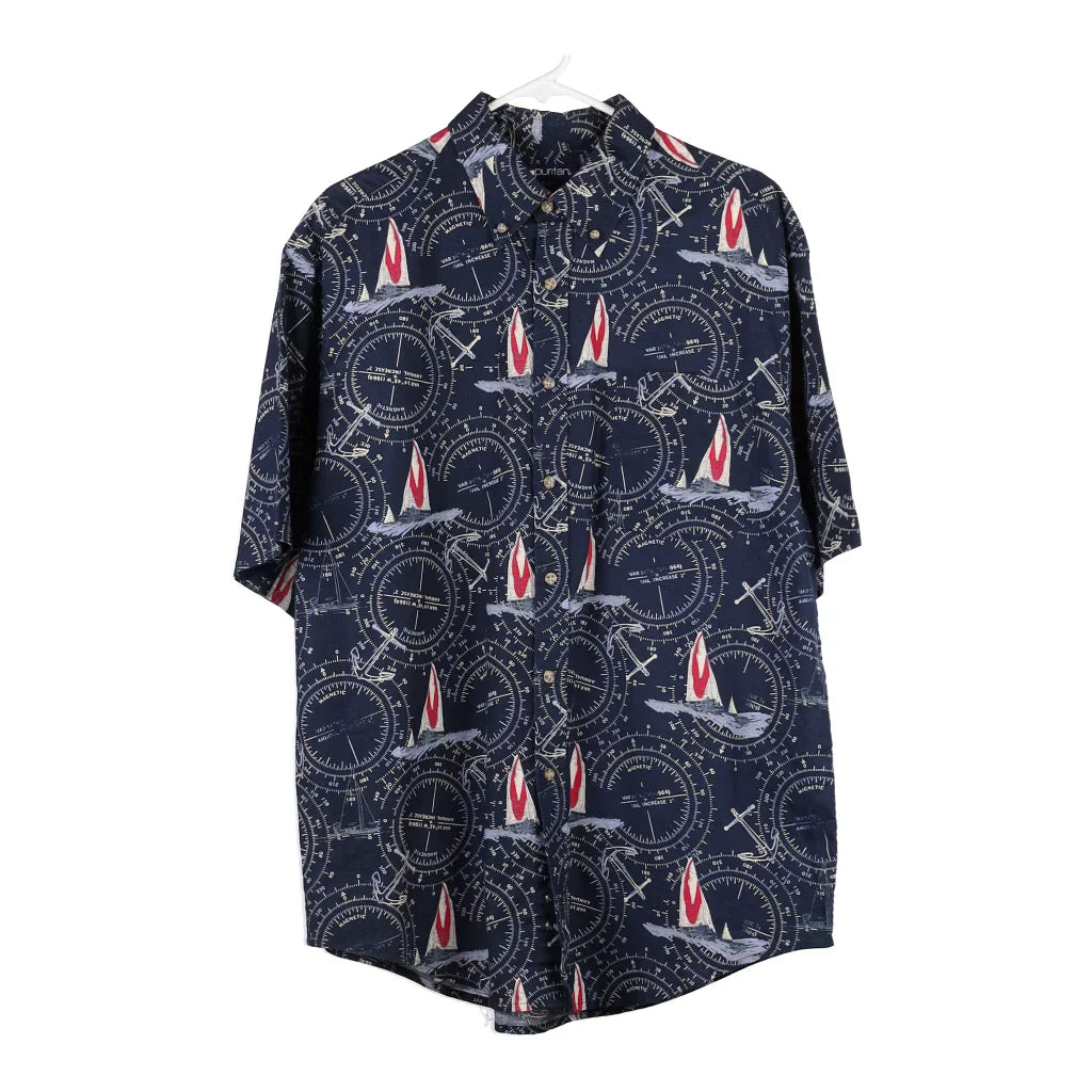 image of Puritan Graphic Patterned Shirt - Large Navy Cotton