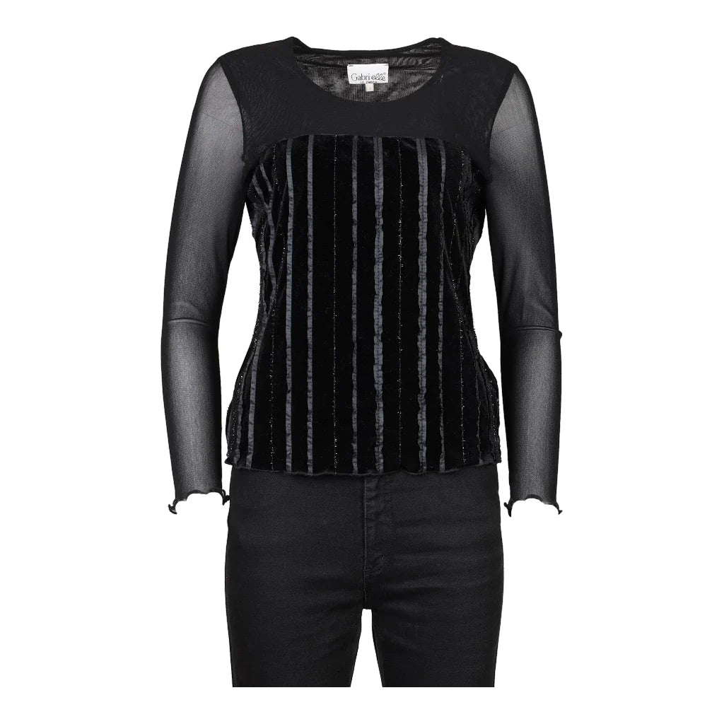 image of Gabrielle Mesh Top - Large Black Polyester Blend