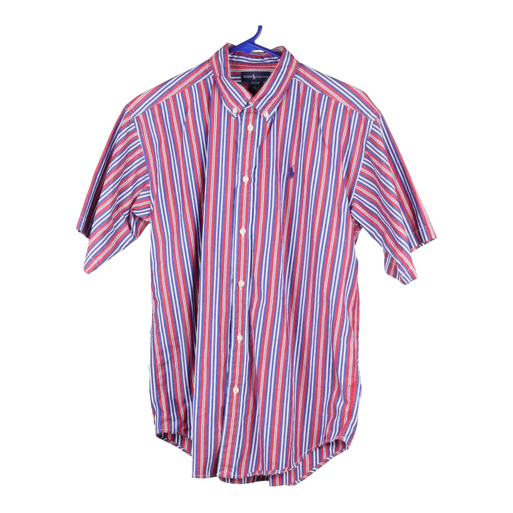 Image of Age 14 Ralph Lauren Striped Short Sleeve Shirt - XL Red Cotton