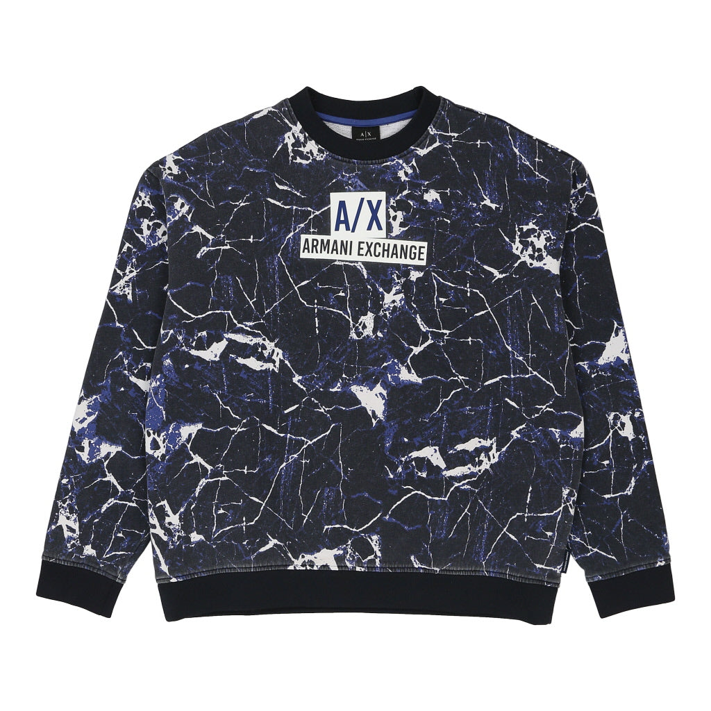image of Armani Exchange Spellout Sweatshirt - Large Navy Cotton Blend