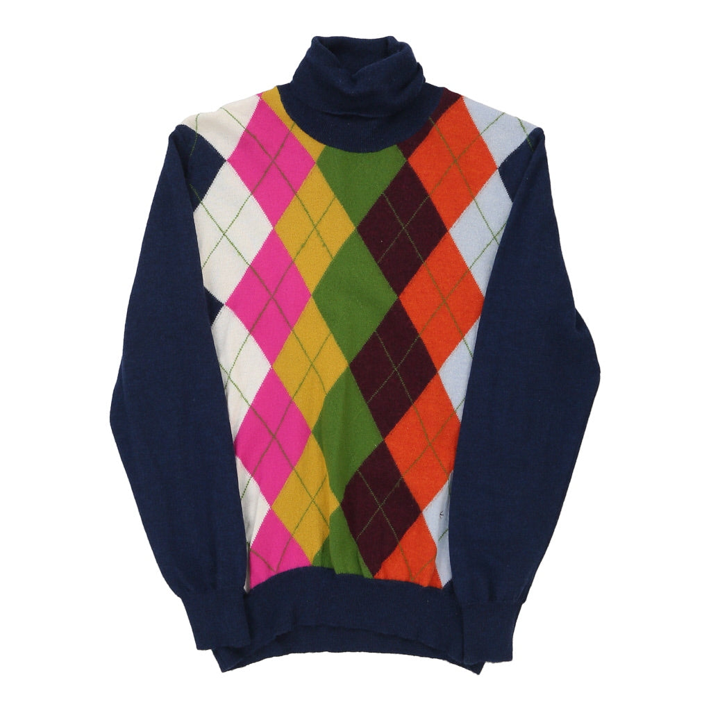 image of Sailor Argyle Rollneck - Medium Navy Wool Blend