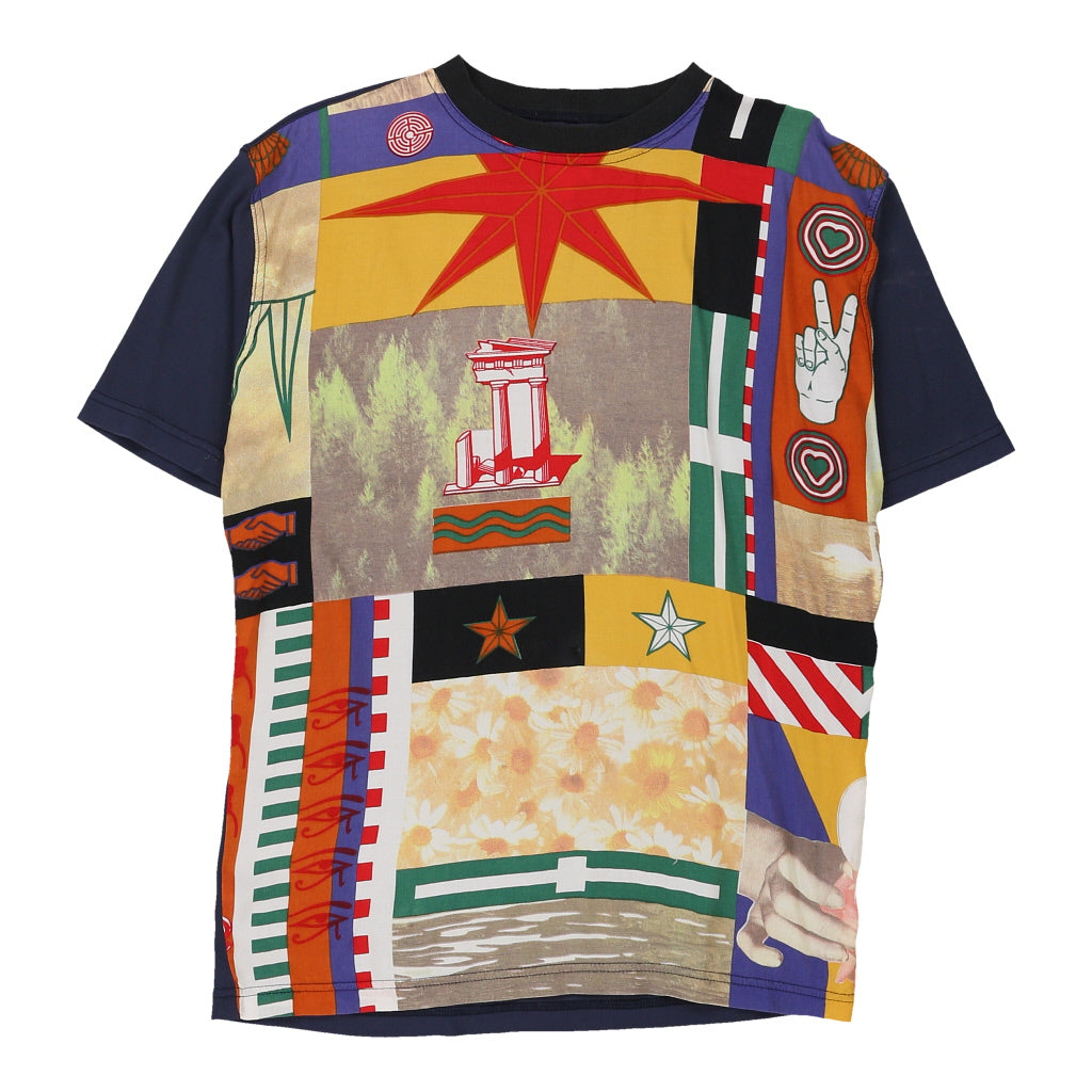 Image of Moschino Jeans Graphic T-Shirt - Small Multicoloured Polyester