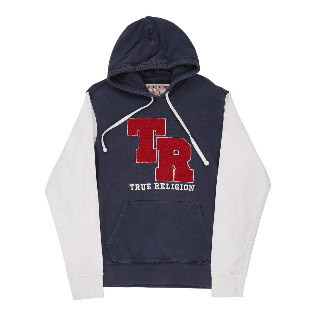 image of True Religion Spellout Hoodie - Large Navy Cotton Blend