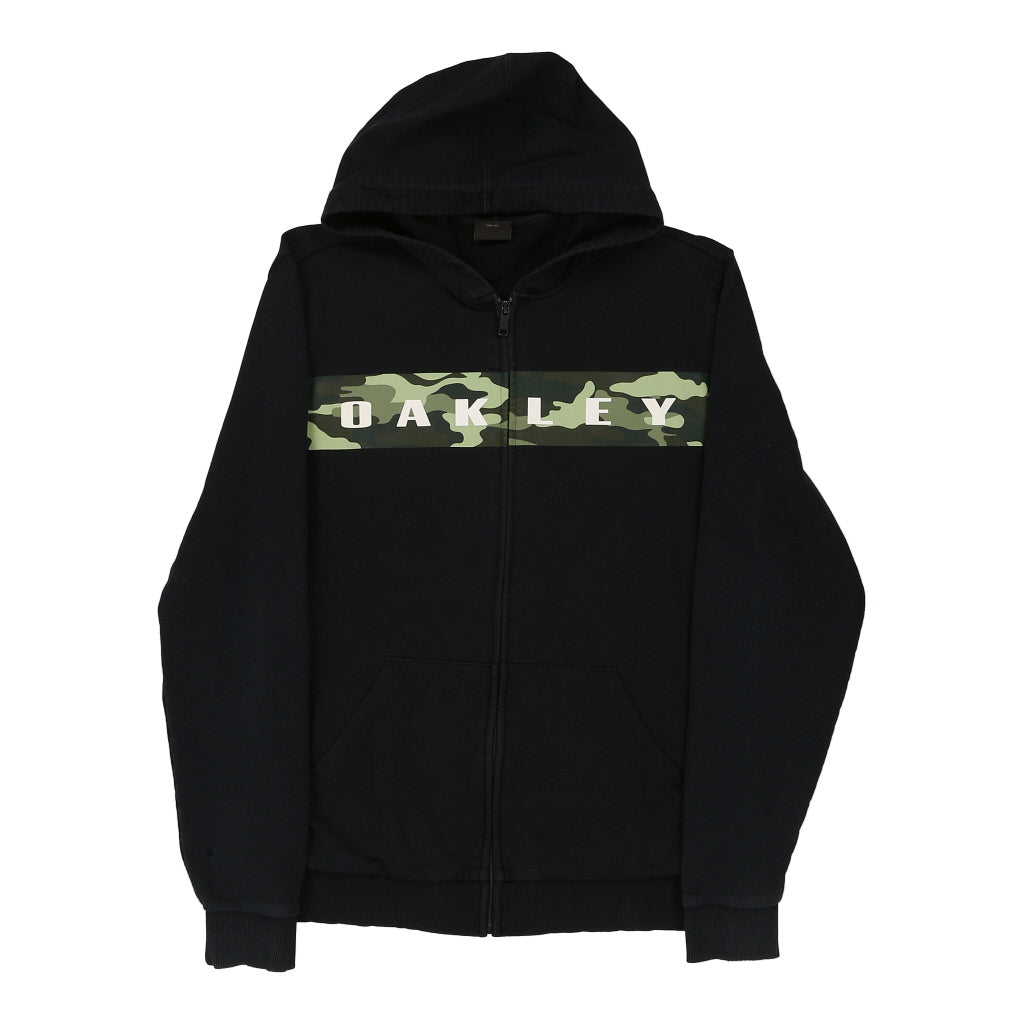 Image of Oakley Spellout Hoodie - Medium Black Cotton Blend