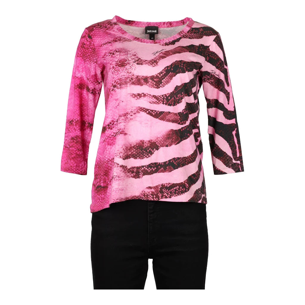 image of Just Cavalli Animal print Long Sleeve Top - Medium Pink Cotton Blend