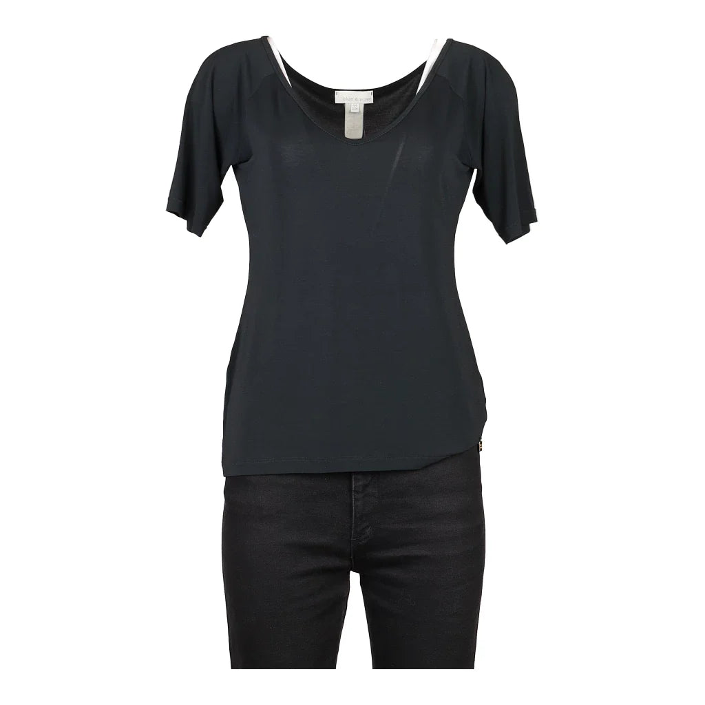 image of Les Copains V-neck Top - Medium Black Viscose Blend