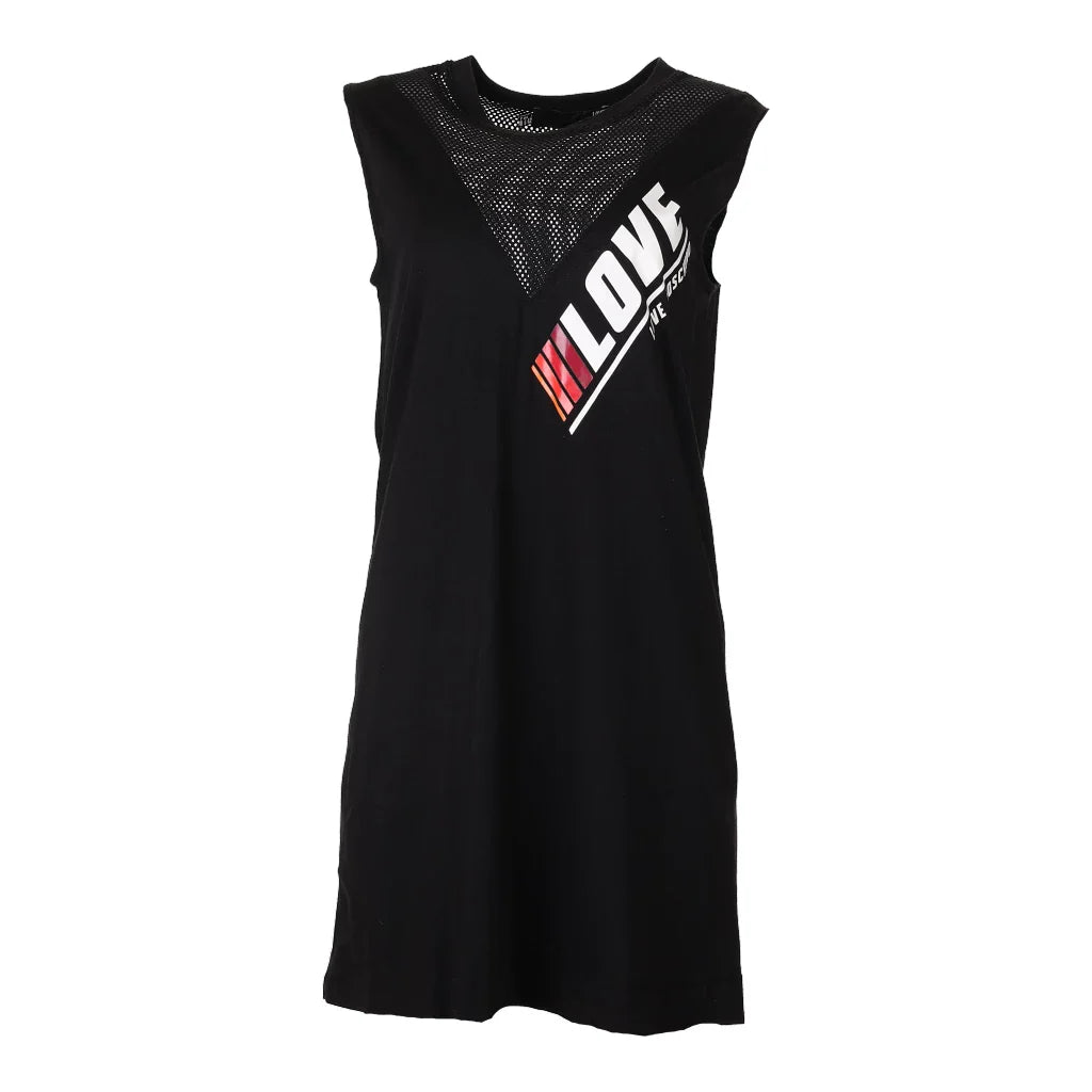 image of Love Moschino Spellout Mini Dress - Small Black Cotton Blend