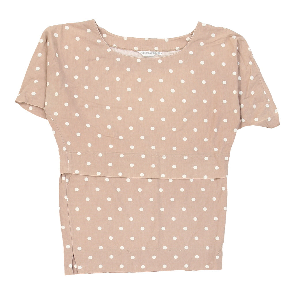 image of Alberto Aspesi Polka Dot T-Shirt - Medium Beige Cotton Blend