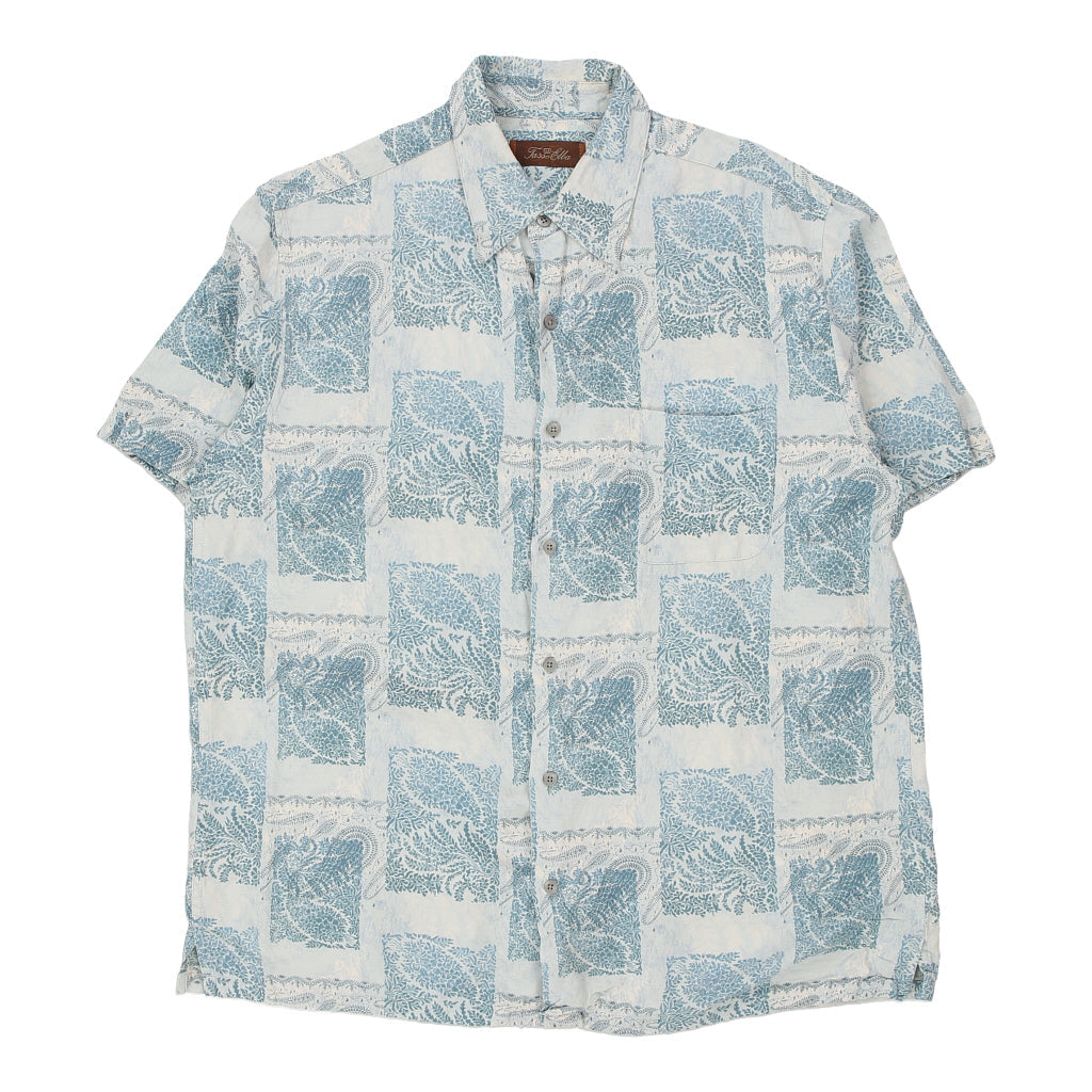 image of Tasso Elba Floral Hawaiian Shirt - Large Blue Silk Blend