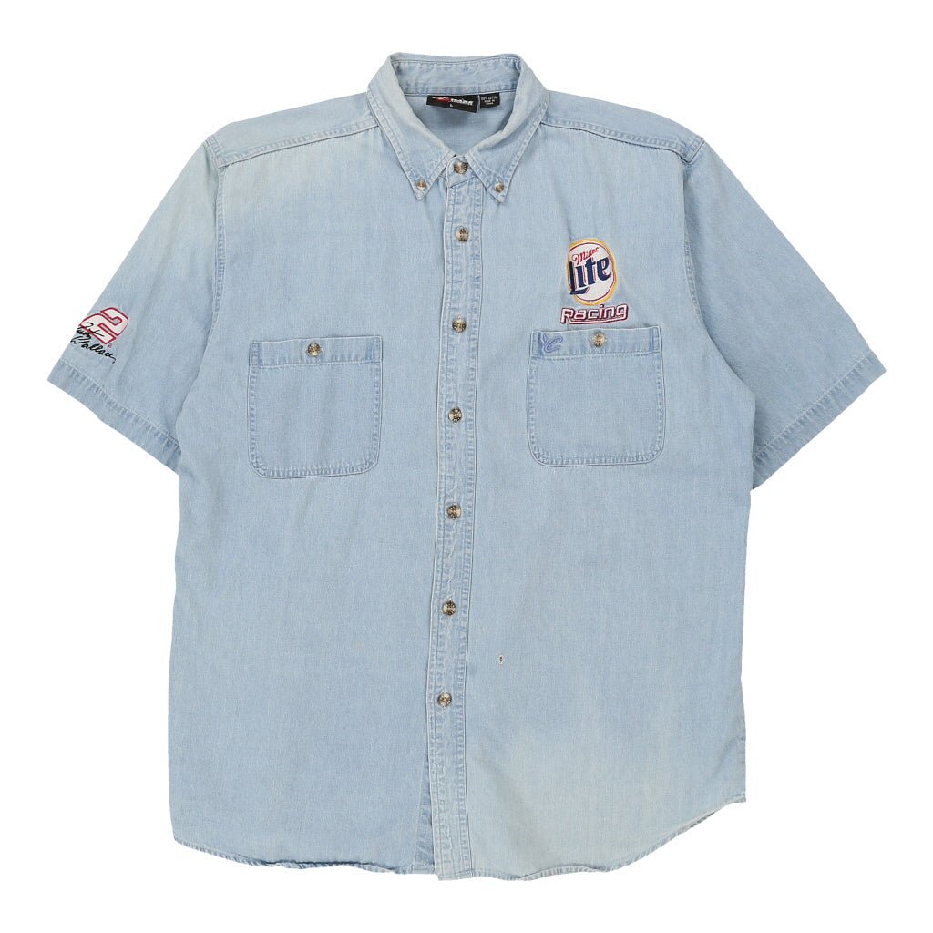 Image of Chase Authentics Nascar Denim Shirt - Large Blue Cotton