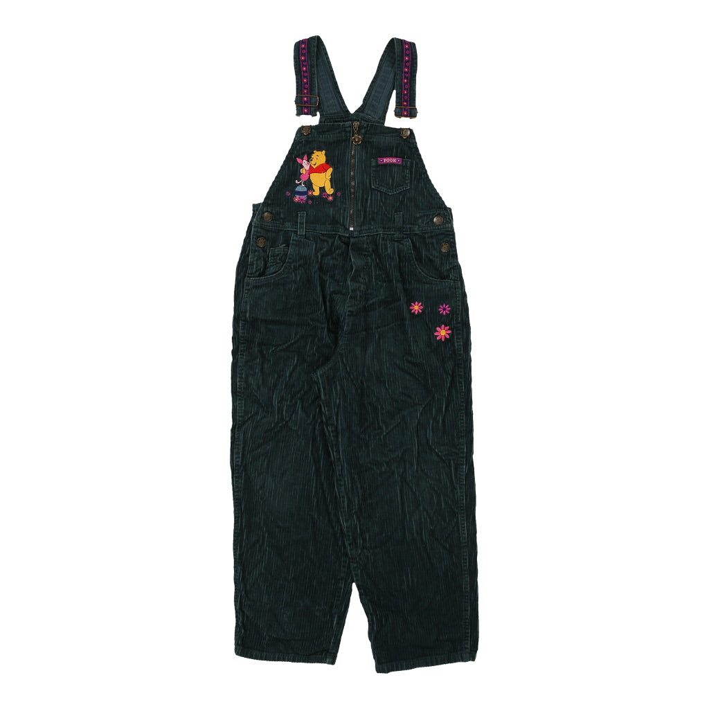 Image of Age 10-12 Pooh Embroidered Dungarees - 28W 22L Green Cotton