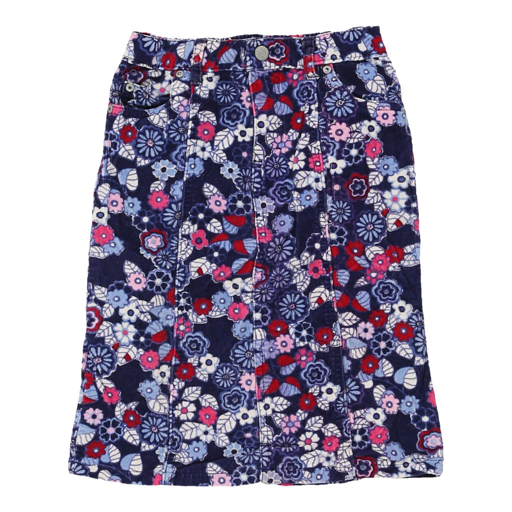 image of Age 6-7 The Childrens Place Floral Cord Skirt - Small Navy Cotton