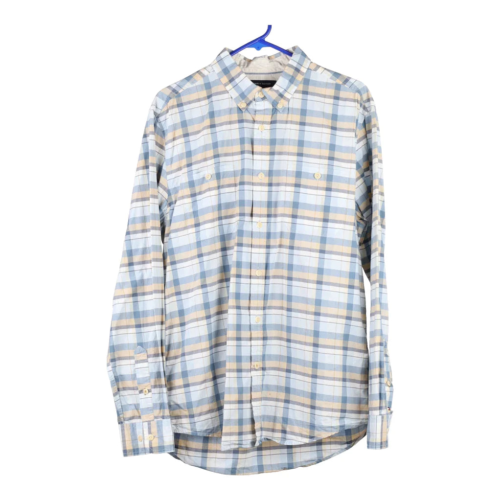 Image of Tommy Hilfiger Checked Shirt - Large Blue Cotton