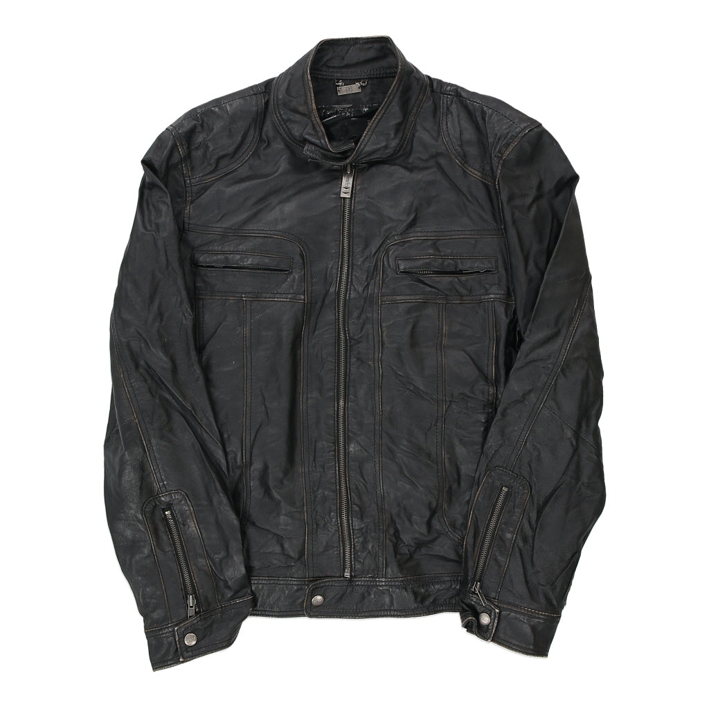 image of Guess Leather Jacket - Large Black Leather