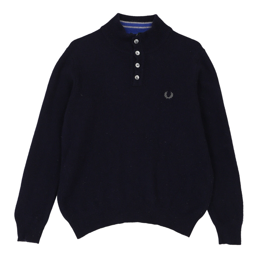 image of Fred Perry Jumper - Small Navy Wool